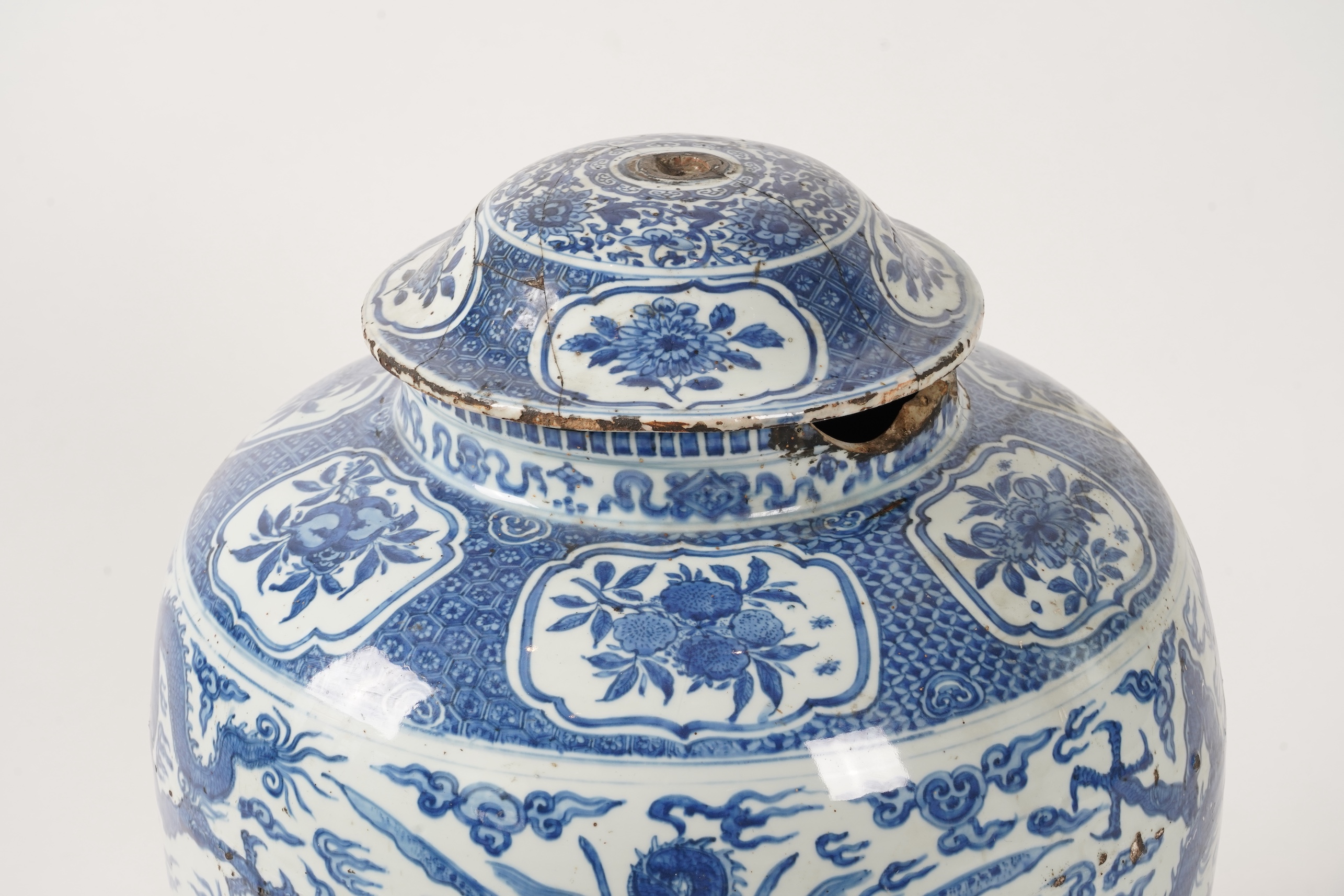 A massive Chinese blue and white jar, Wanli six character mark and of the period (1572-1620)